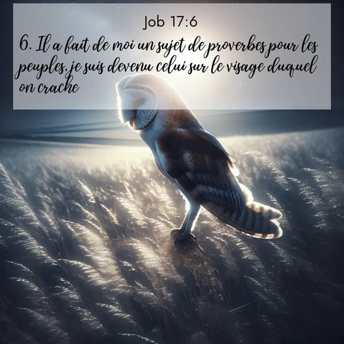 Segond21 Job  ; image nature: image avec le verset biblique :Il a fait de moi un sujet de proverbes pour les peuples, je suis devenu celui sur le visage duquel on crache. ;  ; 17:6