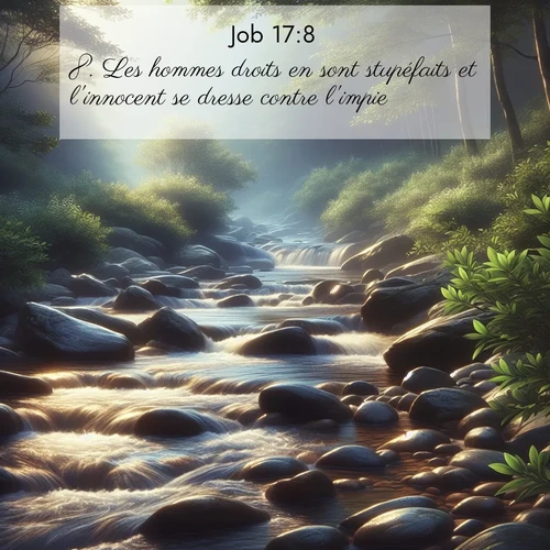 Segond21 Job  ; image nature: image avec le verset biblique :Les hommes droits en sont stupéfaits et l&#039;innocent se dresse contre l&#039;impie. ;  ; 17:8