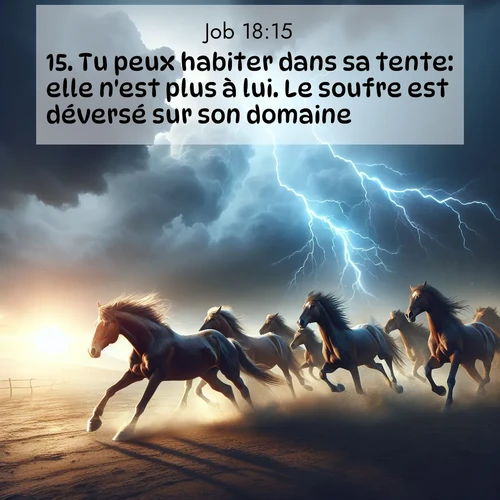 Segond21 Job  ; image nature: image avec le verset biblique :Tu peux habiter dans sa tente: elle n&#039;est plus à lui. Le soufre est déversé sur son domaine. ;  ; 18:15