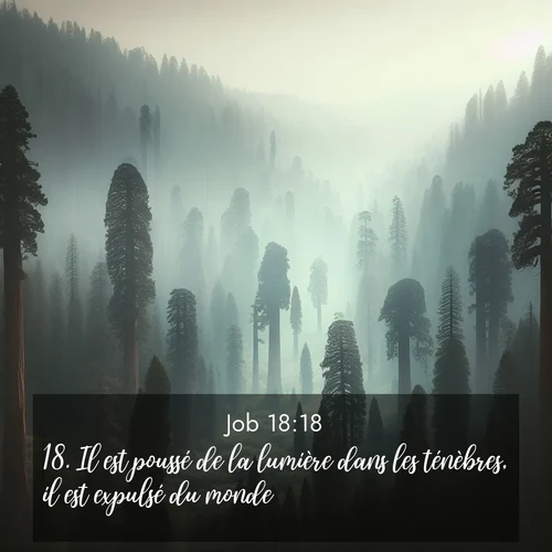 Segond21 Job  ; image nature: image avec le verset biblique :Il est poussé de la lumière dans les ténèbres, il est expulsé du monde. ;  ; 18:18
