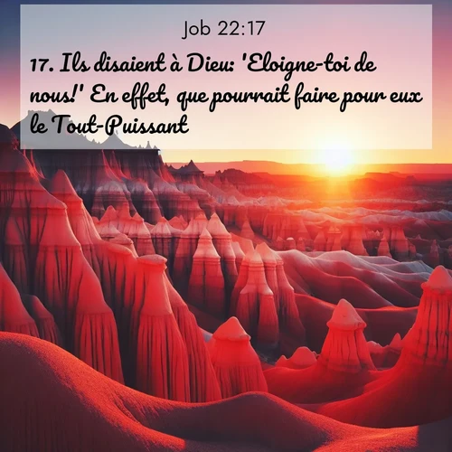 Segond21 Job  ; image nature: image avec le verset biblique :Ils disaient à Dieu: &#039;Eloigne-toi de nous!&#039; En effet, que pourrait faire pour eux le Tout-Puissant? ;  ; 22:17
