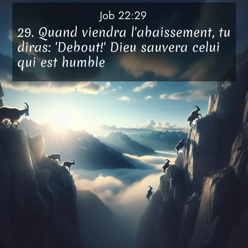 Segond21 Job  ; image nature: image avec le verset biblique :Quand viendra l&#039;abaissement, tu diras: &#039;Debout!&#039; Dieu sauvera celui qui est humble. ;  ; 22:29