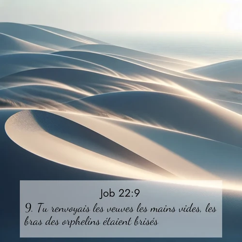 Segond21 Job  ; image nature: image avec le verset biblique :Tu renvoyais les veuves les mains vides, les bras des orphelins étaient brisés. ;  ; 22:9