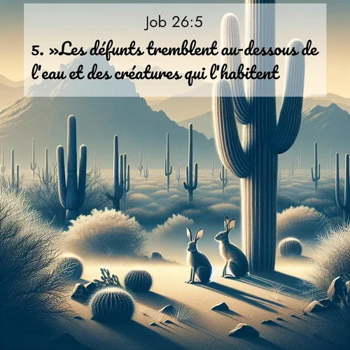 Segond21 Job  ; image nature: image avec le verset biblique :»Les défunts tremblent au-dessous de l&#039;eau et des créatures qui l&#039;habitent. ;  ; 26:5