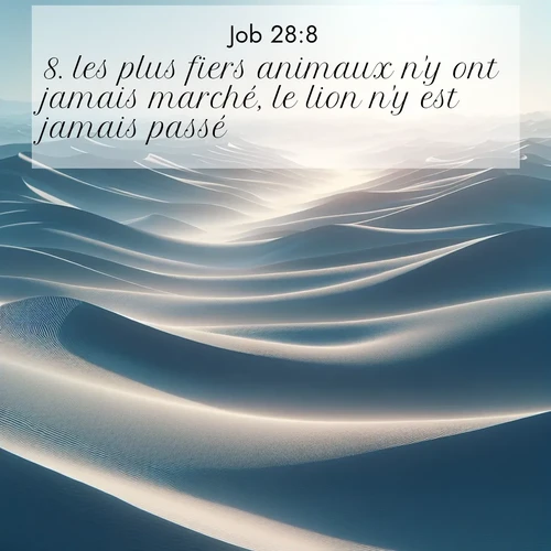 Segond21 Job  ; image nature: image avec le verset biblique :les plus fiers animaux n&#039;y ont jamais marché, le lion n&#039;y est jamais passé. ;  ; 28:8