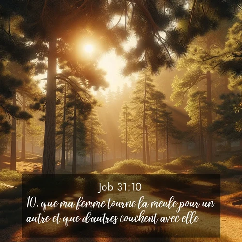 Segond21 Job  ; image nature: image avec le verset biblique :que ma femme tourne la meule pour un autre et que d&#039;autres couchent avec elle! ;  ; 31:10