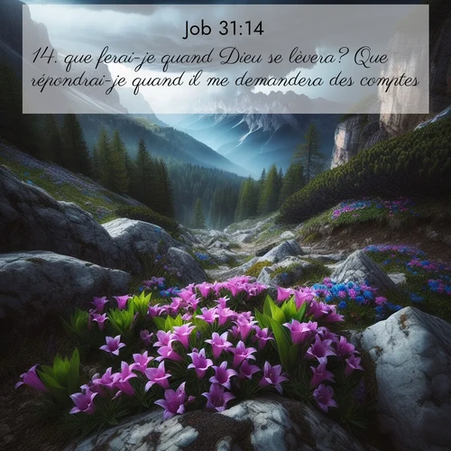 Segond21 Job  ; image nature: image avec le verset biblique :que ferai-je quand Dieu se lèvera? Que répondrai-je quand il me demandera des comptes? ;  ; 31:14