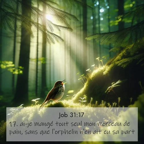 Segond21 Job  ; image nature: image avec le verset biblique :ai-je mangé tout seul mon morceau de pain, sans que l&#039;orphelin n&#039;en ait eu sa part? ;  ; 31:17