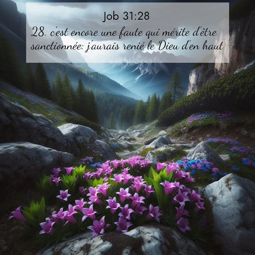 Segond21 Job  ; image nature: image avec le verset biblique :c&#039;est encore une faute qui mérite d&#039;être sanctionnée: j&#039;aurais renié le Dieu d&#039;en haut! ;  ; 31:28