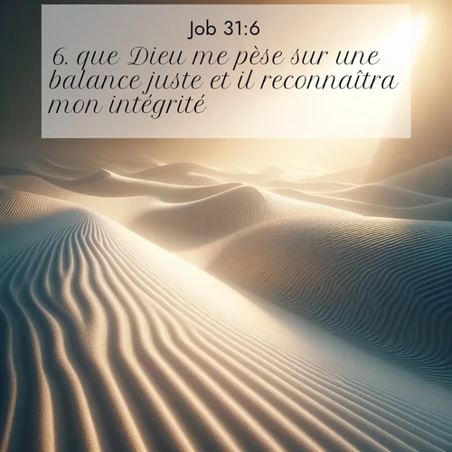 Segond21 Job  ; image nature: image avec le verset biblique :que Dieu me pèse sur une balance juste et il reconnaîtra mon intégrité! ;  ; 31:6