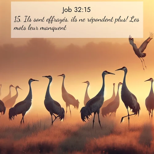 Segond21 Job  ; image nature: image avec le verset biblique :Ils sont effrayés, ils ne répondent plus! Les mots leur manquent! ;  ; 32:15