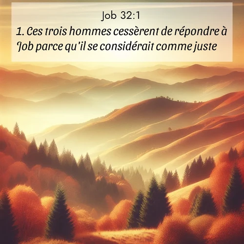 Segond21 Job  ; image nature: image avec le verset biblique :Ces trois hommes cessèrent de répondre à Job parce qu&#039;il se considérait comme juste. ;  ; 32:1