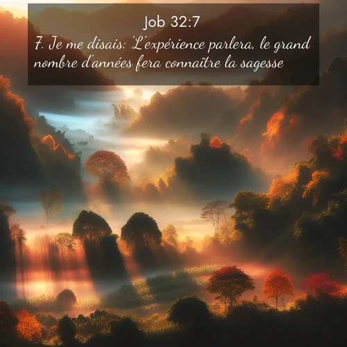 Segond21 Job  ; image nature: image avec le verset biblique :Je me disais: &#039;L&#039;expérience parlera, le grand nombre d&#039;années fera connaître la sagesse.&#039; ;  ; 32:7