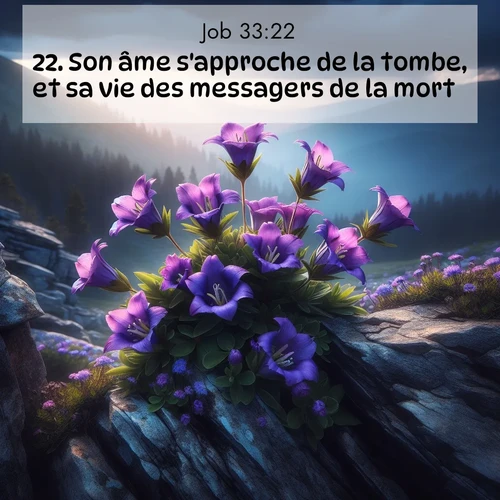 Segond21 Job  ; image nature: image avec le verset biblique :Son âme s&#039;approche de la tombe, et sa vie des messagers de la mort. ;  ; 33:22