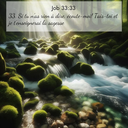 Segond21 Job  ; image nature: image avec le verset biblique :Si tu n&#039;as rien à dire, écoute-moi! Tais-toi et je t&#039;enseignerai la sagesse.» ;  ; 33:33