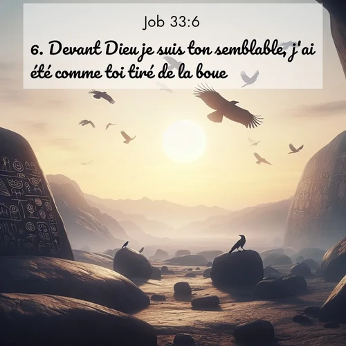 Segond21 Job  ; image nature: image avec le verset biblique :Devant Dieu je suis ton semblable, j&#039;ai été comme toi tiré de la boue; ;  ; 33:6