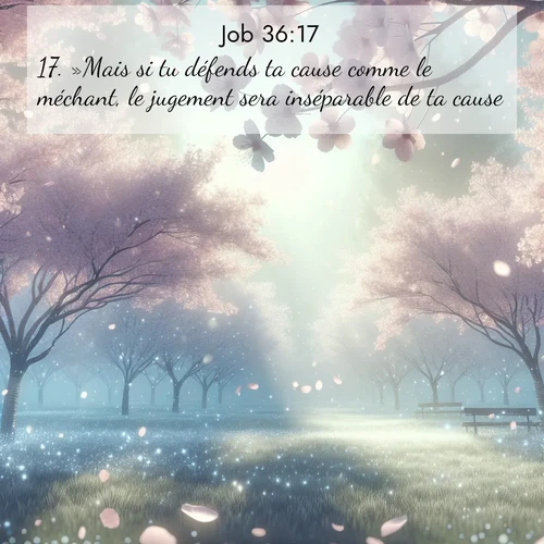 Segond21 Job  ; image nature: image avec le verset biblique :»Mais si tu défends ta cause comme le méchant, le jugement sera inséparable de ta cause. ;  ; 36:17