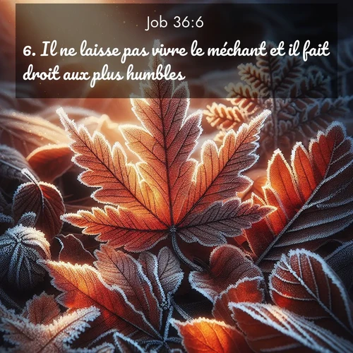 Segond21 Job  ; image nature: image avec le verset biblique :Il ne laisse pas vivre le méchant et il fait droit aux plus humbles. ;  ; 36:6