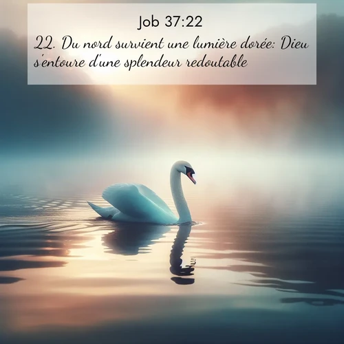 Segond21 Job  ; image nature: image avec le verset biblique :Du nord survient une lumière dorée: Dieu s&#039;entoure d&#039;une splendeur redoutable. ;  ; 37:22