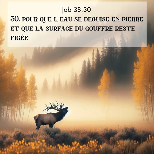 Segond21 Job  ; image nature: image avec le verset biblique :pour que l&#039;eau se déguise en pierre et que la surface du gouffre reste figée? ;  ; 38:30