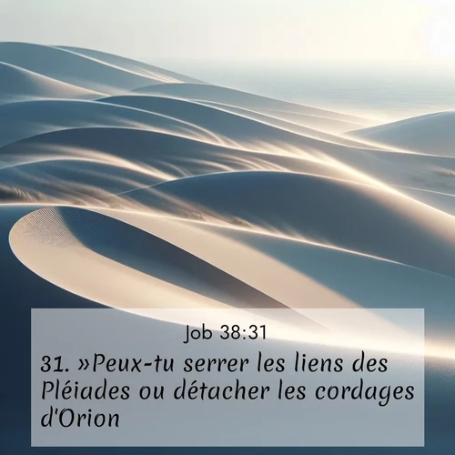 Segond21 Job  ; image nature: image avec le verset biblique :»Peux-tu serrer les liens des Pléiades ou détacher les cordages d&#039;Orion? ;  ; 38:31
