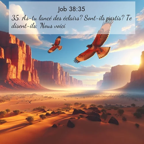 Segond21 Job  ; image nature: image avec le verset biblique :As-tu lancé des éclairs? Sont-ils partis? Te disent-ils: &#039;Nous voici&#039;? ;  ; 38:35