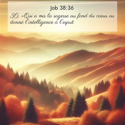 Segond21 Job  ; image nature: image avec le verset biblique :»Qui a mis la sagesse au fond du coeur ou donné l&#039;intelligence à l&#039;esprit? ;  ; 38:36