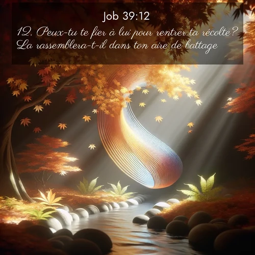 Segond21 Job  ; image nature: image avec le verset biblique :Peux-tu te fier à lui pour rentrer ta récolte? La rassemblera-t-il dans ton aire de battage? ;  ; 39:12