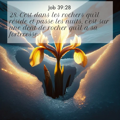 Segond21 Job  ; image nature: image avec le verset biblique :C&#039;est dans les rochers qu&#039;il réside et passe les nuits, c&#039;est sur une dent de rocher qu&#039;il a sa forteresse. ;  ; 39:28