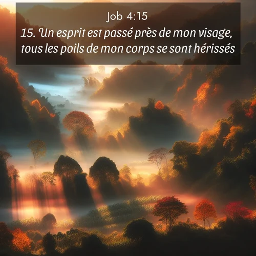 Segond21 Job  ; image nature: image avec le verset biblique :Un esprit est passé près de mon visage, tous les poils de mon corps se sont hérissés. ;  ; 4:15
