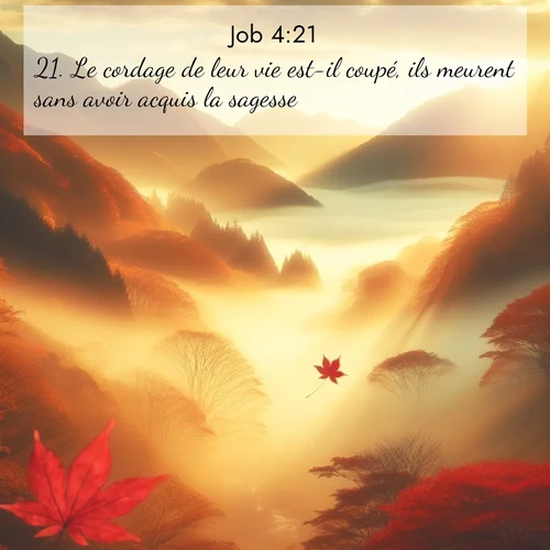 Segond21 Job  ; image nature: image avec le verset biblique :Le cordage de leur vie est-il coupé, ils meurent sans avoir acquis la sagesse.&#039; ;  ; 4:21