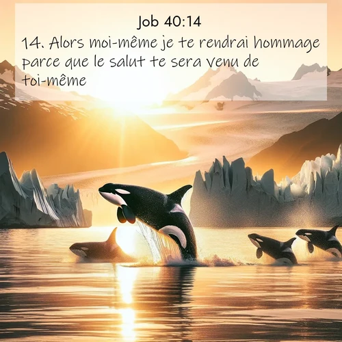 Segond21 Job  ; image nature: image avec le verset biblique :Alors moi-même je te rendrai hommage parce que le salut te sera venu de toi-même. ;  ; 40:14