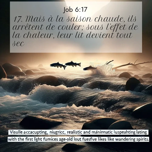 Segond21 Job  ; image nature: image avec le verset biblique :Mais à la saison chaude, ils arrêtent de couler; sous l&#039;effet de la chaleur, leur lit devient tout sec. ;  ; 6:17