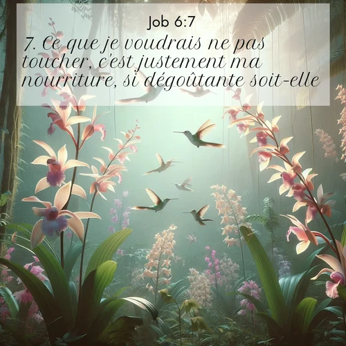 Segond21 Job  ; image nature: image avec le verset biblique :Ce que je voudrais ne pas toucher, c&#039;est justement ma nourriture, si dégoûtante soit-elle! ;  ; 6:7