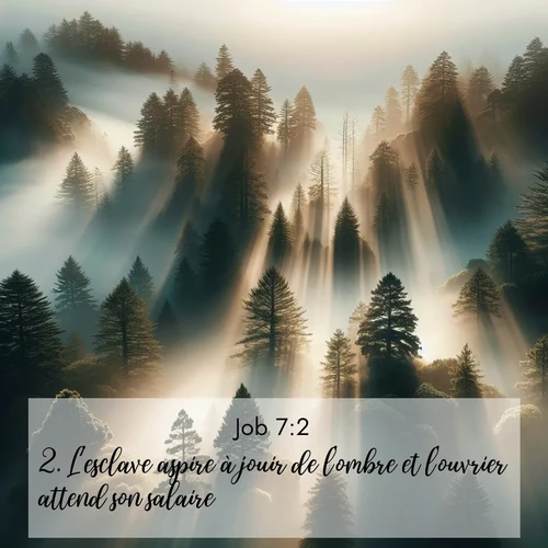 Segond21 Job  ; image nature: image avec le verset biblique :L&#039;esclave aspire à jouir de l&#039;ombre et l&#039;ouvrier attend son salaire. ;  ; 7:2