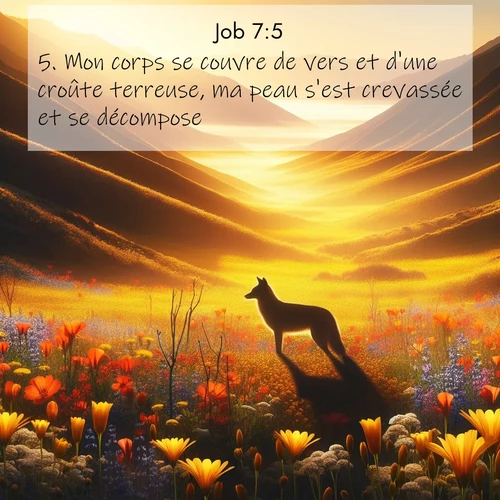 Segond21 Job  ; image nature: image avec le verset biblique :Mon corps se couvre de vers et d&#039;une croûte terreuse, ma peau s&#039;est crevassée et se décompose. ;  ; 7:5