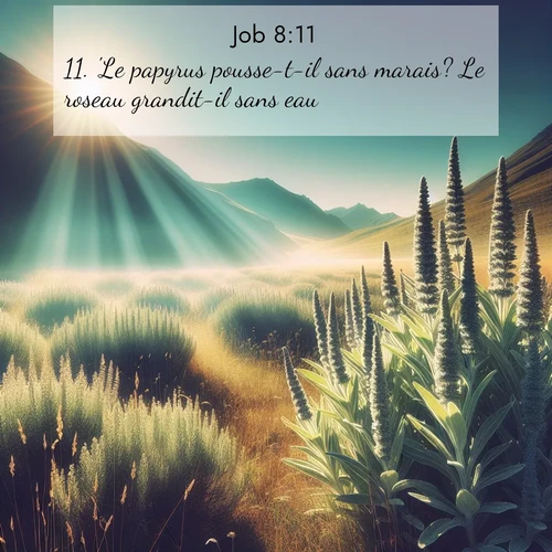 Segond21 Job  ; image nature: image avec le verset biblique :&#039;Le papyrus pousse-t-il sans marais? Le roseau grandit-il sans eau? ;  ; 8:11