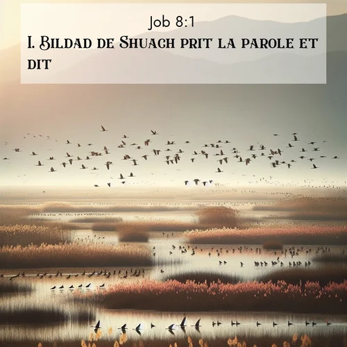 Segond21 Job  ; image nature: image avec le verset biblique :Bildad de Shuach prit la parole et dit: ;  ; 8:1
