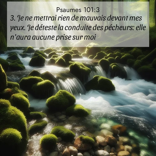 Segond21 Psaumes  ; image nature: image avec le verset biblique :Je ne mettrai rien de mauvais devant mes yeux. Je déteste la conduite des pécheurs: elle n&#039;aura aucune prise sur moi. ;  ; 101:3