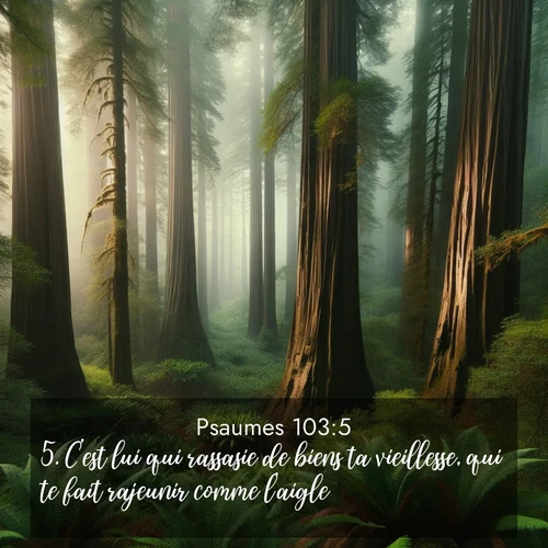 Segond21 Psaumes  ; image nature: image avec le verset biblique :C&#039;est lui qui rassasie de biens ta vieillesse, qui te fait rajeunir comme l&#039;aigle. ;  ; 103:5