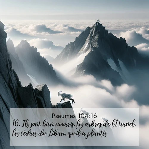 Segond21 Psaumes  ; image nature: image avec le verset biblique :Ils sont bien nourris, les arbres de l&#039;Eternel, les cèdres du Liban, qu&#039;il a plantés. ;  ; 104:16
