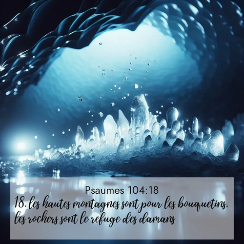 Segond21 Psaumes  ; image nature: image avec le verset biblique :les hautes montagnes sont pour les bouquetins, les rochers sont le refuge des damans. ;  ; 104:18