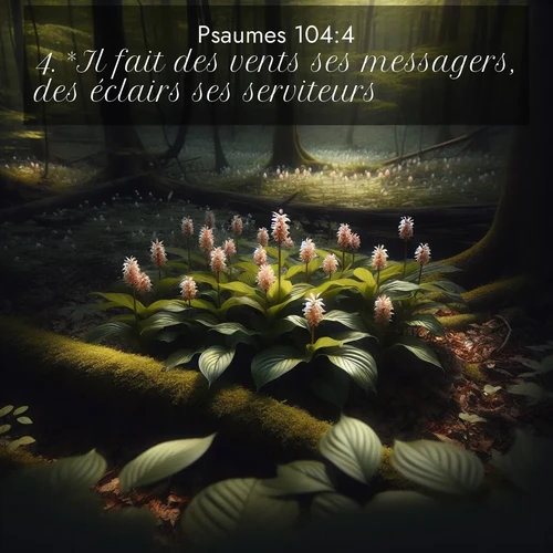 Segond21 Psaumes  ; image nature: image avec le verset biblique :*Il fait des vents ses messagers, des éclairs ses serviteurs. ;  ; 104:4