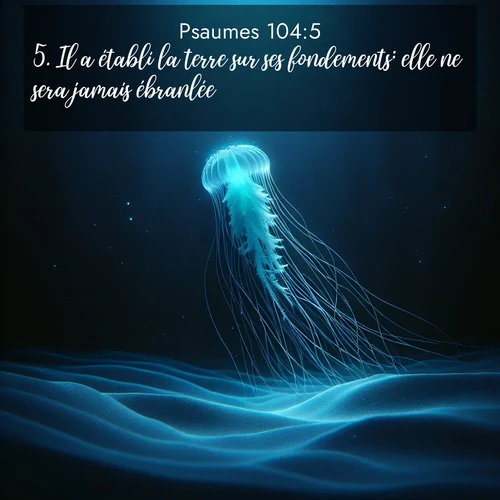Segond21 Psaumes  ; image nature: image avec le verset biblique :Il a établi la terre sur ses fondements: elle ne sera jamais ébranlée. ;  ; 104:5