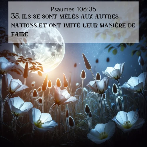 Segond21 Psaumes  ; image nature: image avec le verset biblique :ils se sont mêlés aux autres nations et ont imité leur manière de faire. ;  ; 106:35