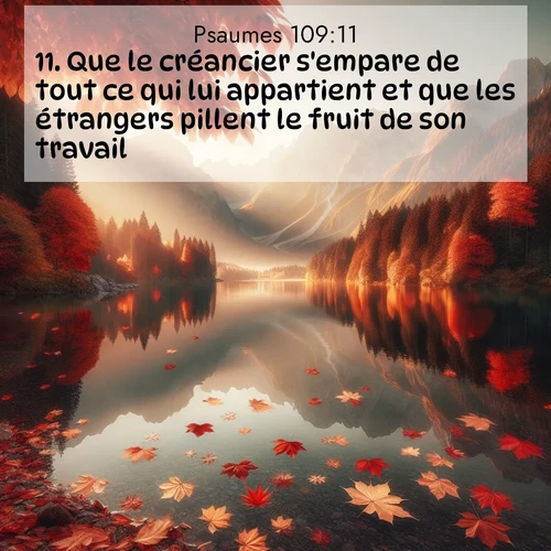 Segond21 Psaumes  ; image nature: image avec le verset biblique :Que le créancier s&#039;empare de tout ce qui lui appartient et que les étrangers pillent le fruit de son travail! ;  ; 109:11