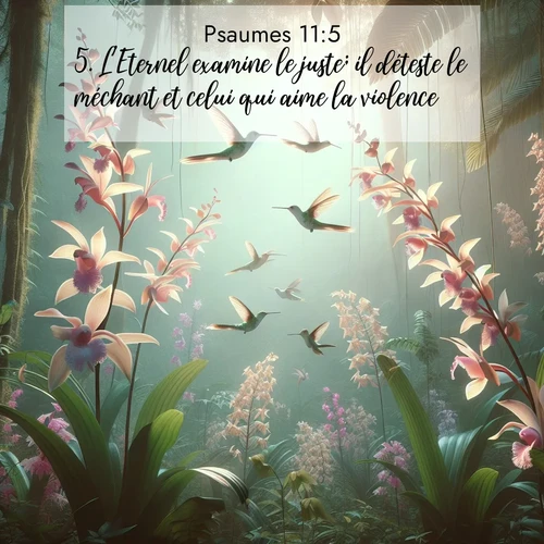 Segond21 Psaumes  ; image nature: image avec le verset biblique :L&#039;Eternel examine le juste; il déteste le méchant et celui qui aime la violence. ;  ; 11:5