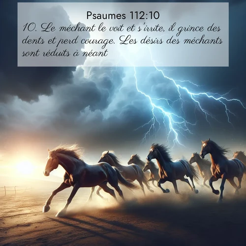 Segond21 Psaumes  ; image nature: image avec le verset biblique :Le méchant le voit et s&#039;irrite, il grince des dents et perd courage. Les désirs des méchants sont réduits à néant. ;  ; 112:10