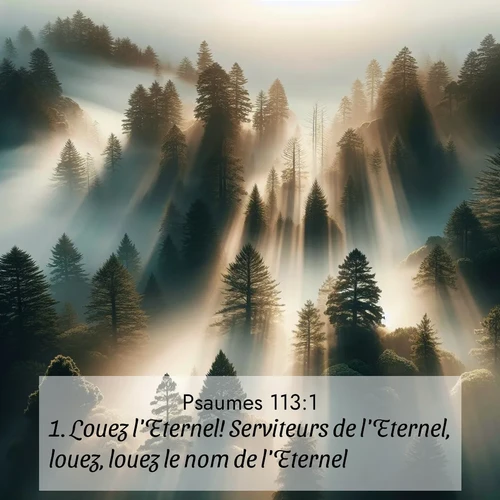 Segond21 Psaumes  ; image nature: image avec le verset biblique :Louez l&#039;Eternel! Serviteurs de l&#039;Eternel, louez, louez le nom de l&#039;Eternel! ;  ; 113:1