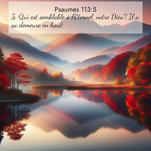 Segond21 Psaumes  ; image nature: image avec le verset biblique :Qui est semblable à l&#039;Eternel, notre Dieu? Il a sa demeure en haut, ;  ; 113:5